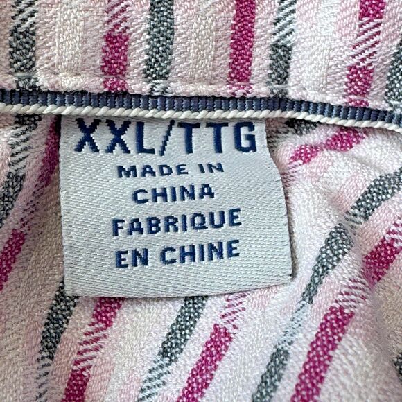 Tommy Bahama XXL Silk Shirt Pink Gray Striped Short Sleeve Button Front Resort - Picture 7 of 14